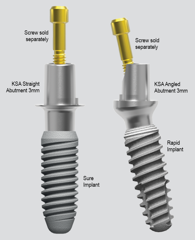 3mm Platform YellowArgon K3Pro Conical Implants